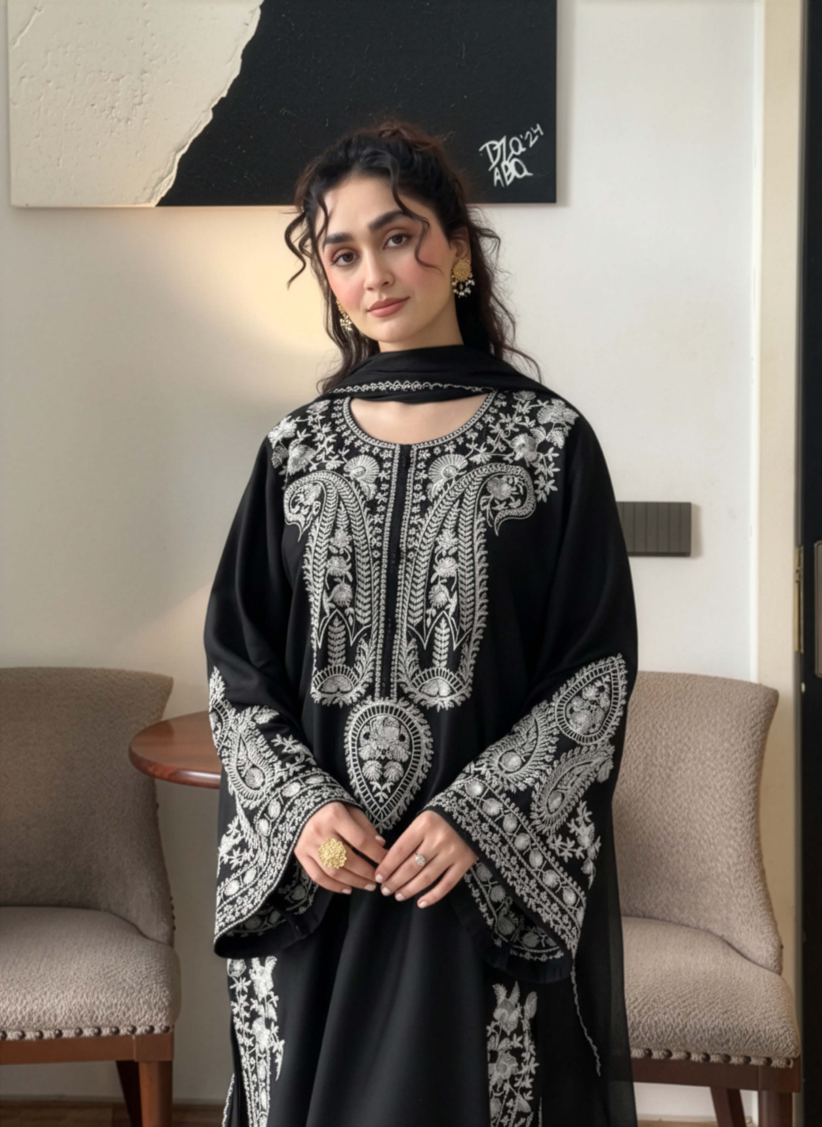 Aafreen Embroidered 3pc - Black