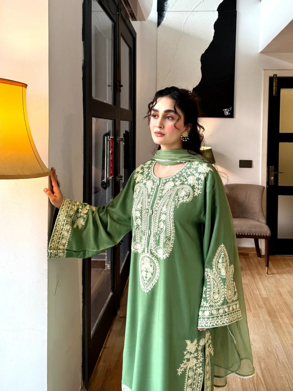 Aafreen 3PC - Jade green