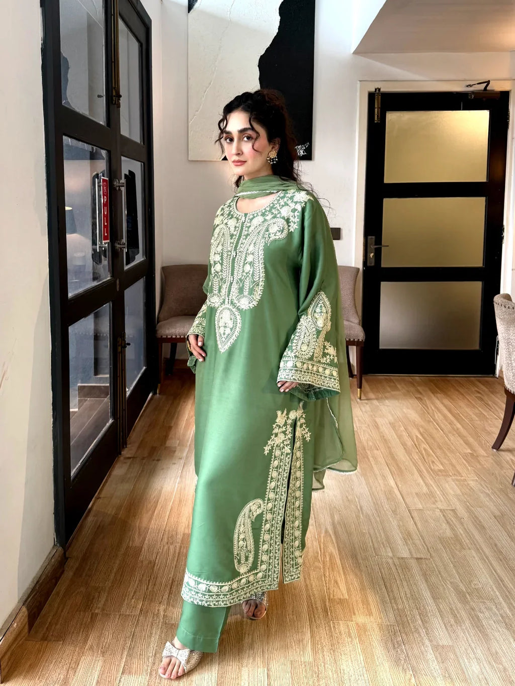 Aafreen 3PC - Jade green